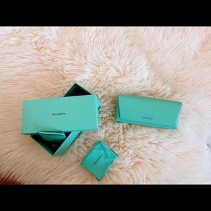 Tiffany empty sunglasses case and box, and accessories